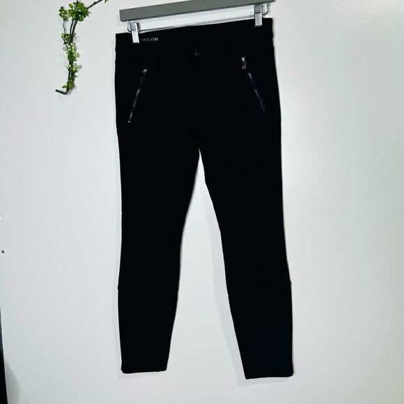 Ann Taylor Women's Black Ankle Zip Moto Skinny Pants Size 6 - Picture 1 of 9